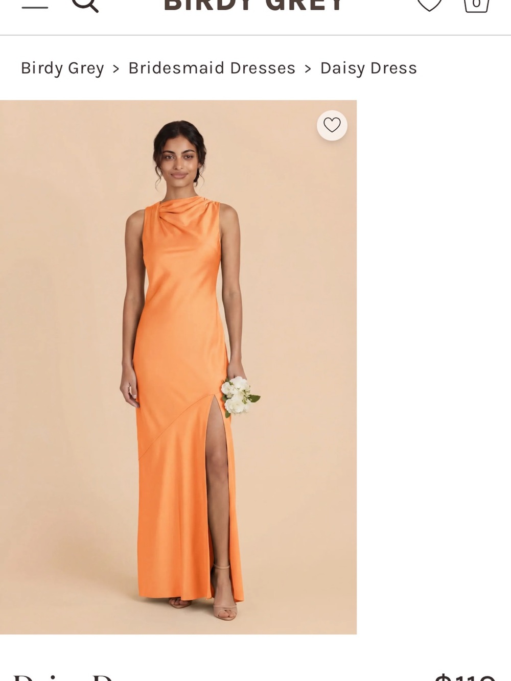 Birdy Grey Orange Satin Maxi Dress with High Slit